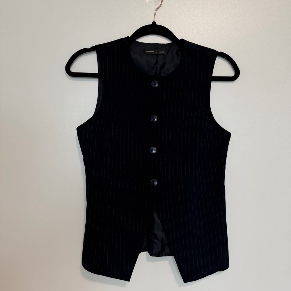 Navy Pinstripe Vest
